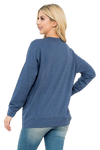 Long Sleeve French Terry Top with Kangaroo Pocket Top H. Navy - Pack of 4