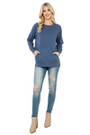 Long Sleeve French Terry Top with Kangaroo Pocket Top H. Navy - Pack of 4