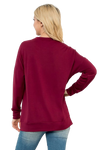 Long Sleeve French Terry Top with Kangaroo Pocket Top Oxblood- Pack of 4