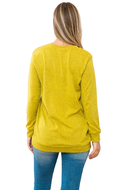 Long Sleeve Round Neck Pullover Top Mustard  - Pack of 7