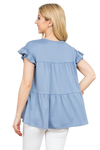 Tiered Ruffle Solid Swing Top Dusty Blue - Pack of 7