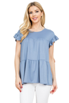 Tiered Ruffle Solid Swing Top Dusty Blue - Pack of 7