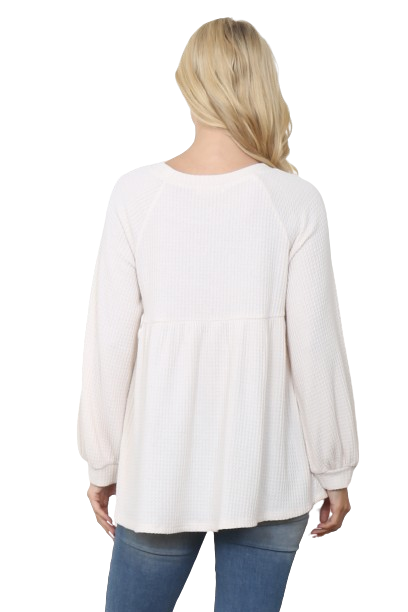 Baby Doll Waffle Long Sleeve Top Natural - Pack of 4