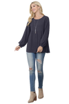 Baby Doll Waffle Long Sleeve Top Navy - Pack of 4