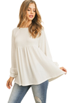 Baby Doll Waffle Long Sleeve Top Off White - Pack of 4