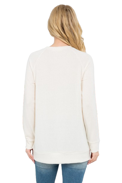 Knit Front Pocket Long Sleeve Top Beige - Pack of 4