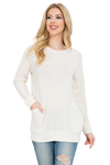 Knit Front Pocket Long Sleeve Top Beige - Pack of 4