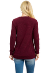 Knit Front Pocket Long Sleeve Top Dark Burgundy - Pack of 4