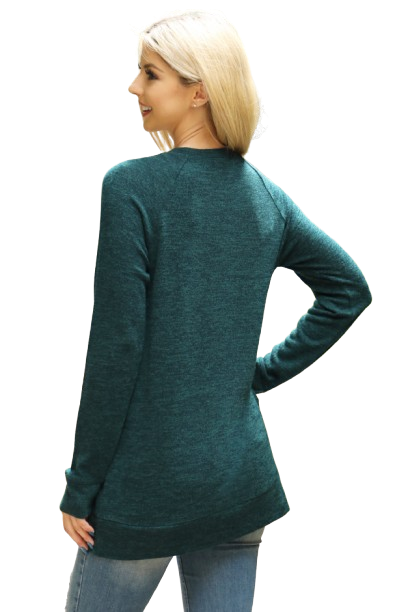 Knit Front Pocket Long Sleeve Top Hunter Green - Pack of 4