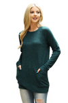 Knit Front Pocket Long Sleeve Top Hunter Green - Pack of 4