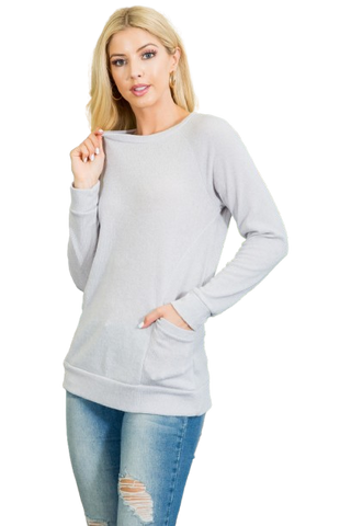 Solid Long Sleeve Tiered Top Aloe - Pack of 4