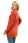 Knit Front Pocket Long Sleeve Top Rust - Pack of 4