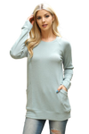 Knit Front Pocket Long Sleeve Top Sage - Pack of 4