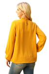 Mock Neck Puff Sleeve Top Mustard - Pack of 4