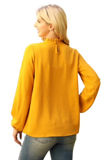 Mock Neck Puff Sleeve Top Mustard - Pack of 4