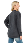 French Terry Pleated Sleeve Top Charcoal - Pack of 4