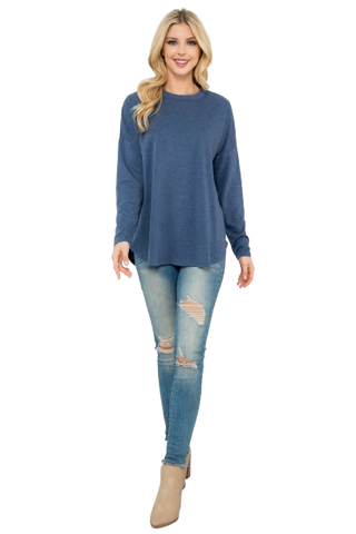 Solid Long Dolman Sleeve Tunnel Detail Top Aloe - Pack of 4