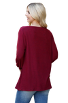 Boat Neckline Puff Sleeve Hacci Brushed Top Ruby Dark - Pack of 4