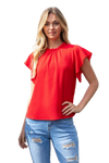 V-Neck Shirring Details Slub Top Mango - Pack of 7