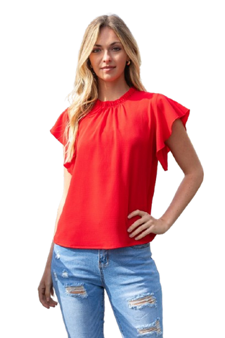 Stripe Reverse Cover Stitched Shirring Hem Top Orange - Pack of 6