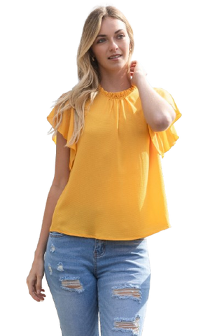 V-Neck Shirring Details Slub Top Mango - Pack of 7