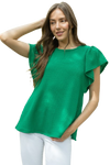 Butterfly Sleeve Textured Solid Top Kelly Green - Pack of 6