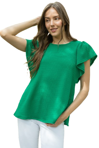 Solid Layered Ruffle Hem Top Teal - Pack of 7