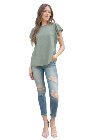 Solid Layered Ruffle Hem Top Teal - Pack of 7