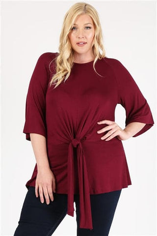 Plus Size 3/4 Sleeve Solid Top Black - Pack of 6