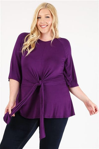 Plus Size 3/4 Sleeve Solid Top Black - Pack of 6