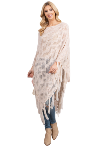 Women Pull Over Color-Blocked Poncho Mocha - Pack of 6