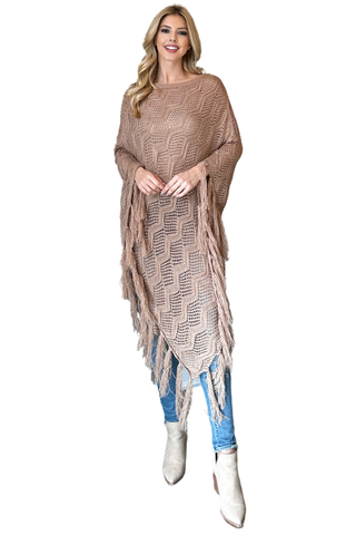 Women Pull Over Color-Blocked Poncho Mocha - Pack of 6