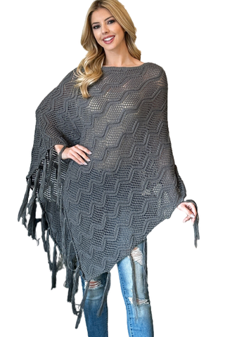 Women Pull Over Color-Blocked Poncho Mocha - Pack of 6