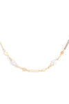 Oval Pearl Stationary Chain Necklace Gold Cream - Pack of 6