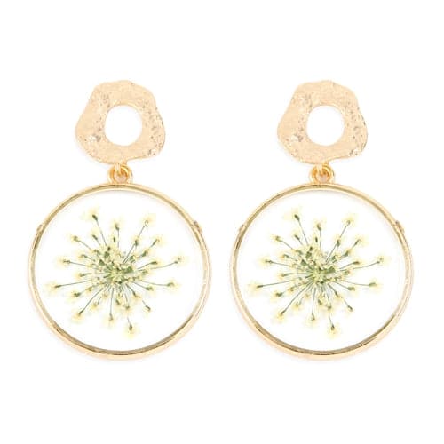 Natural Flower Acetate Drop Earrings White - Pack of 6