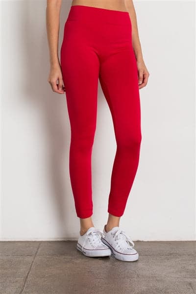 Bulk Women's Leggings, Dark Red, XL (14), Wide Waistband - DollarDays