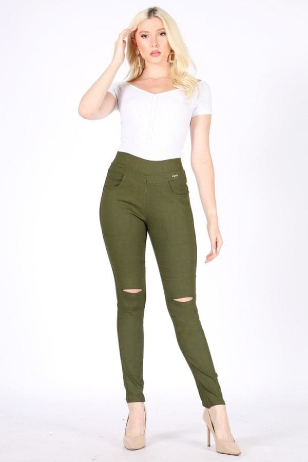 OLIVE GREEN HIGH WAIST PANT | Andrias World
